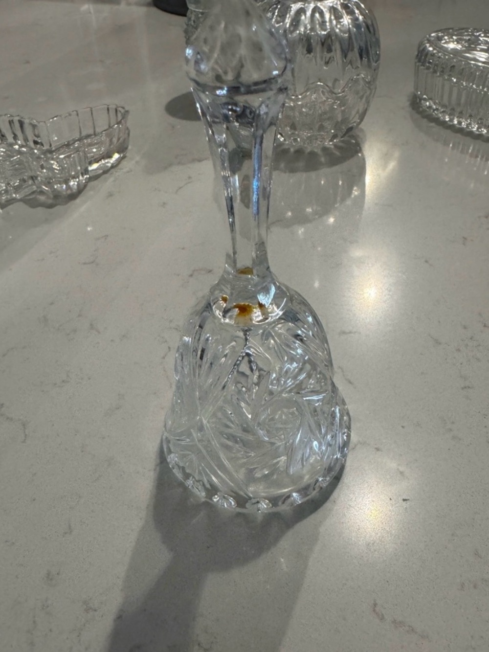 Yugoslavia Vintage Crystal Glass Bell 4.25” Clear Star Etched Zajecar